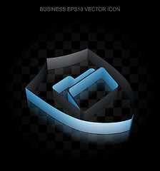 Image showing Finance icon: Blue 3d Folder With Shield made of paper, transparent shadow, EPS 10 vector.