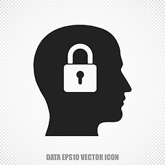 Image showing Information vector Head With Padlock icon. Modern flat design.