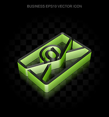 Image showing Finance icon: Green 3d Email made of paper, transparent shadow, EPS 10 vector.