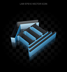 Image showing Law icon: Blue 3d Courthouse made of paper, transparent shadow, EPS 10 vector.