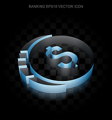 Image showing Currency icon: Blue 3d Dollar Coin made of paper, transparent shadow, EPS 10 vector.