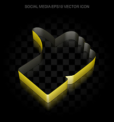 Image showing Social media icon: Yellow 3d Thumb Up made of paper, transparent shadow, EPS 10 vector.