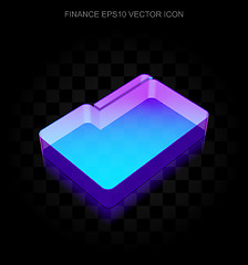 Image showing Business icon: 3d neon glowing Folder made of glass, EPS 10 vector.