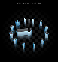 Image showing Timeline icon: Blue 3d Clock made of paper, transparent shadow, EPS 10 vector.