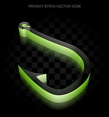 Image showing Privacy icon: Green 3d Fishing Hook made of paper, transparent shadow, EPS 10 vector.