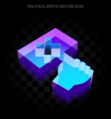Image showing Political icon: 3d neon glowing Protest made of glass, EPS 10 vector.