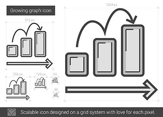 Image showing Growing graph line icon.