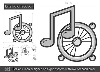 Image showing Listening to music line icon.