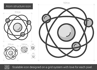 Image showing Atom structure line icon.