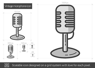 Image showing Vintage microphone line icon.