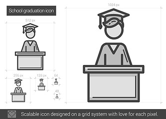 Image showing School graduation line icon.