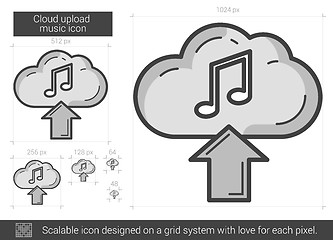 Image showing Cloud upload music line icon.
