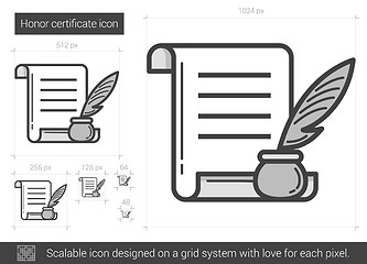 Image showing Honor certificate line icon.
