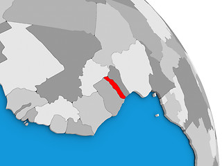 Image showing Togo on globe