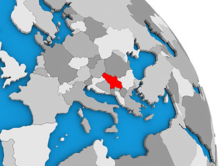 Image showing Serbia on globe