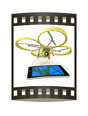 Image showing Drone with tablet pc. The film strip