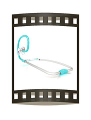 Image showing stethoscope. 3d illustration. The film strip