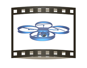 Image showing Drone, quadrocopter, with photo camera flying. 3d render. The fi