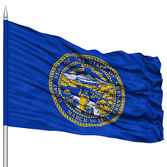 Image showing Isolated Nebraska Flag on Flagpole, USA state