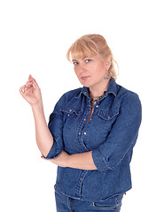 Image showing Blond woman thinking.