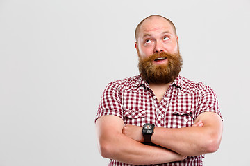 Image showing Thoughtful man with ginger beard