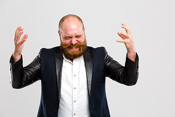 Image showing Dissatisfied, screaming man with beard