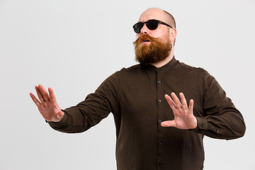 Image showing Blind man in black glasses