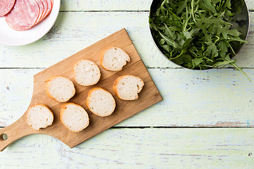 Image showing Photo of cut loaf, ham