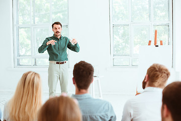 Image showing Speaker at Business Meeting in the conference hall.