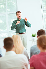 Image showing Speaker at Business Meeting in the conference hall.