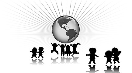 Image showing kids and world