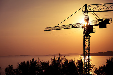 Image showing Tower crane on a construction site 