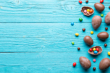 Image showing Halves of chocolate eggs, sweets