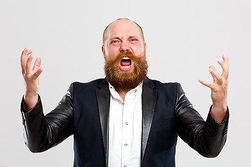 Image showing Screaming man with ginger beard