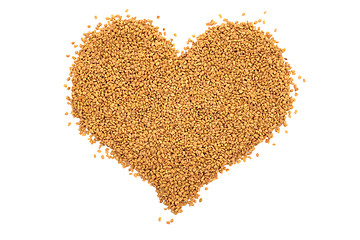 Image showing Dried fenugreek seeds in a heart shape