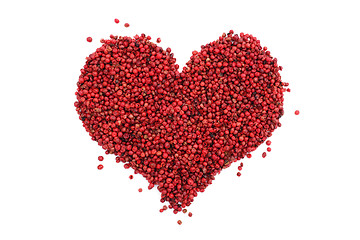 Image showing Pink peppercorns in a heart shape