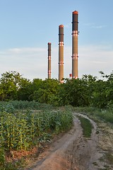 Image showing Industrial Chimney Line