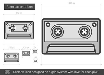 Image showing Retro cassette line icon.