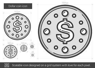 Image showing Dollar coin line icon.