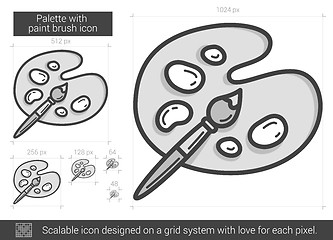 Image showing Palette with paint brush line icon.