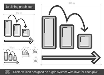 Image showing Declining graph line icon.