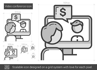 Image showing Video conference line icon.