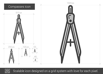 Image showing Compasses line icon.