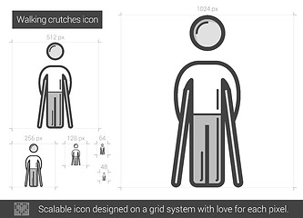 Image showing Walking crutches line icon.