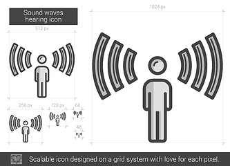 Image showing Sound waves hearing line icon.