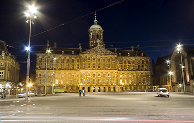 Image showing royal palace night dam square amsterdam holland
