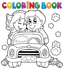 Image showing Coloring book wedding car