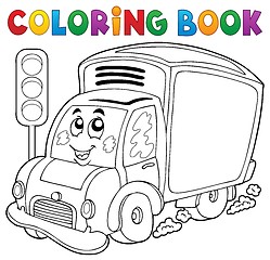 Image showing Coloring book cute delivery car