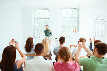 Image showing Speaker at Business Meeting in the conference hall.