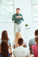 Image showing Speaker at Business Meeting in the conference hall.